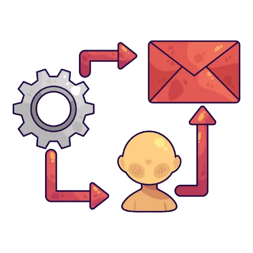 Gear and envelope icon symbolizing automated email reporting via Excel macros.