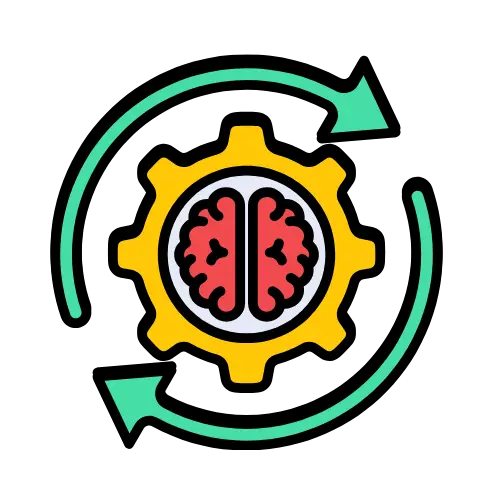Brain with interconnected gears symbolizing complex Excel logic and conditional formatting.